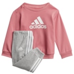 Agasalho Adidas Logo Infantil - Rosa e Cinza