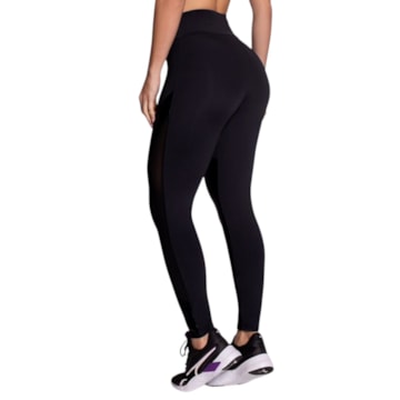 Calça Legging Selene Recortes Tule Cirre Feminina