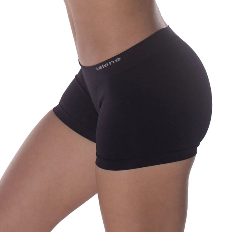 Calcinha Boxer Selene Sem Costura Feminina - Preto - EsporteLegal