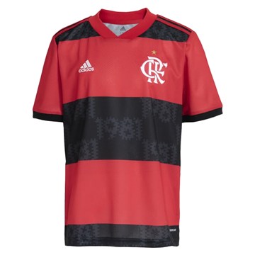 Camisa Adidas Flamengo Oficial I 2021/22 Juvenil - Vermelho e Preto