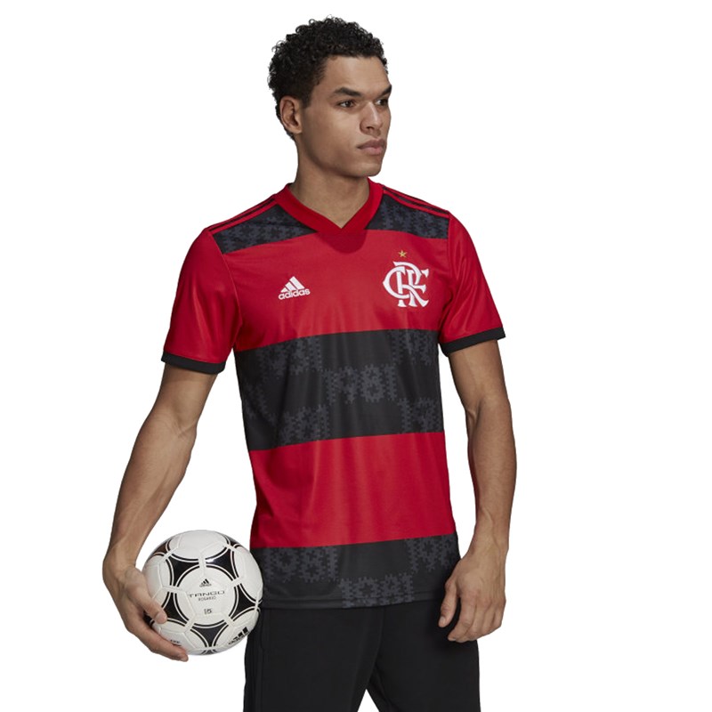 Camisa Adidas Flamengo Oficial I 2021/22 Masculina - Vermelho e Preto