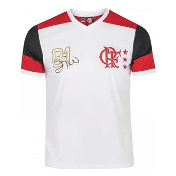 Camisa Braziline Flamengo Zico Retrô Masculina - Branco