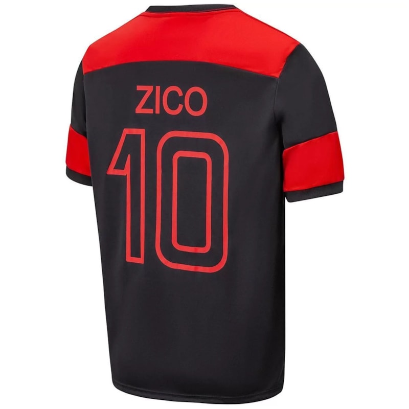 Camisa Braziline Flamengo Zico Retrô Masculina Preto Esporte Legal