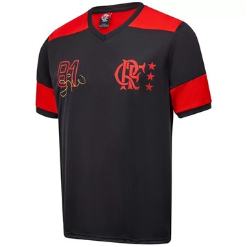 Camisa Braziline Flamengo Zico Retrô Masculina - Preto