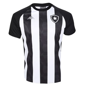 Camisa Kappa Botafogo Stripe supporter 19/20 Masculina - Branco e Preto