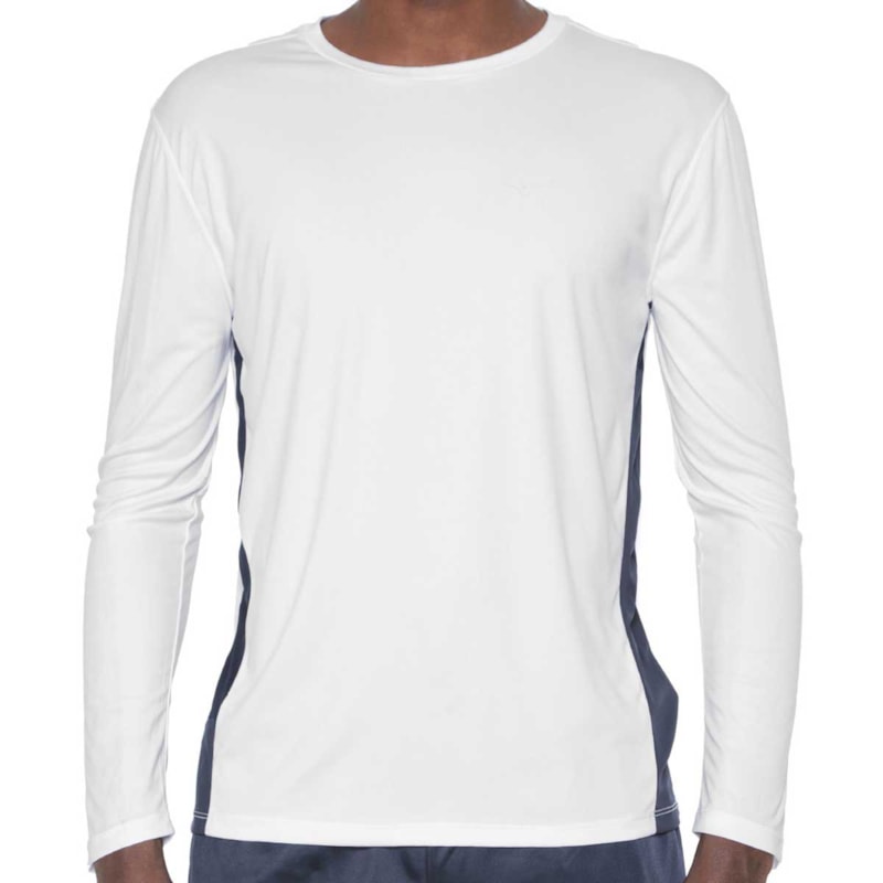 Camisa Mizuno Wave Run 2 Manga Longa Masculina - Branco