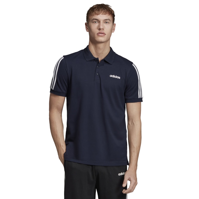 Camisa Polo Adidas 3 Stripes Masculina - Marinho