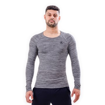 Camisa Térmica Esporte Legal Luar Manga Longa Masculina - Cinza e Preto