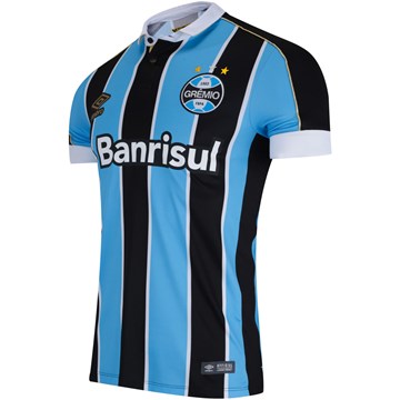 Camisa Umbro Grêmio Oficial I 2019 Masculina - Celeste e Preto