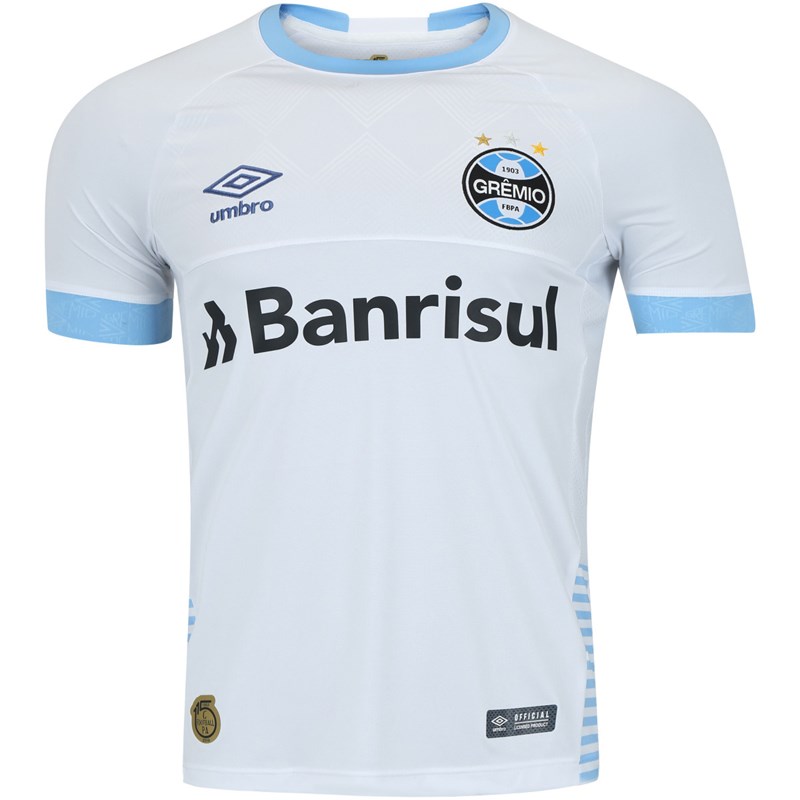 Camisa Umbro Grêmio II 2018 Plus Size Masculina (Fan Pat. S/N) - Branco e Azul