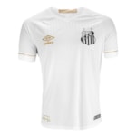 Camisa Umbro Santos Oficial I 2018 (Game) Masculina - Branco e Dourado