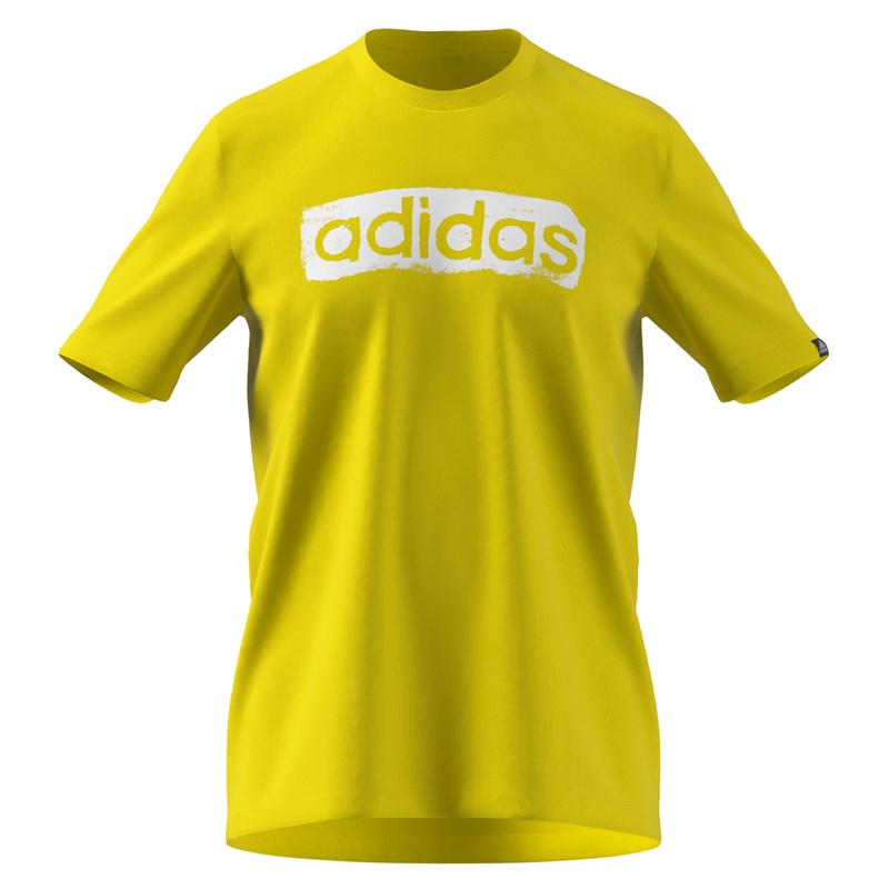 Camiseta Adidas Box Estampada Brushstroke Logo Masculina - Amarelo