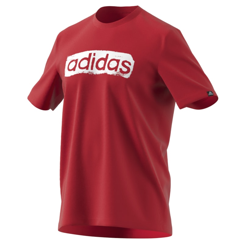 Camiseta Adidas Box Estampada Brushstroke Logo Masculina - Vermelho Camiseta Adidas Box Estampada Brushstroke Logo Masculina - Vermelho