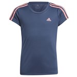 Camiseta Adidas Designed 2 Move 3 Stripes Infantil - Marinho e Rosa