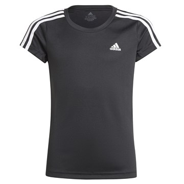 Camiseta Adidas Designed 2 Move 3 Stripes Infantil - Preto e Branco