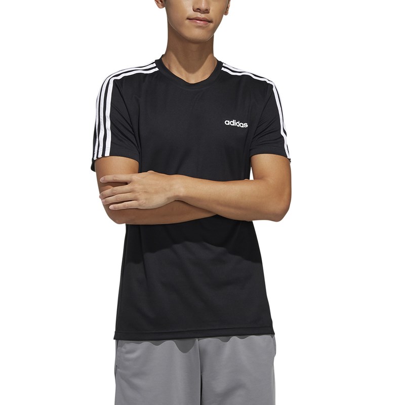 Camiseta Adidas Designed 2 Move 3 Stripes Masculina - Preto
