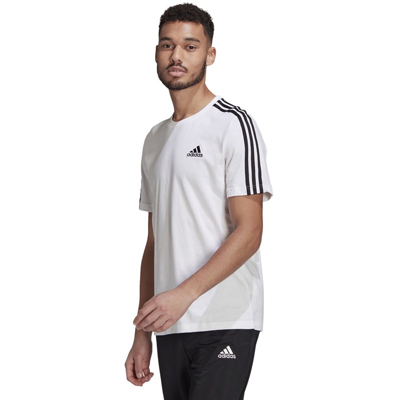 Camiseta Adidas Essentials 3 Stripes Masculina - Branco