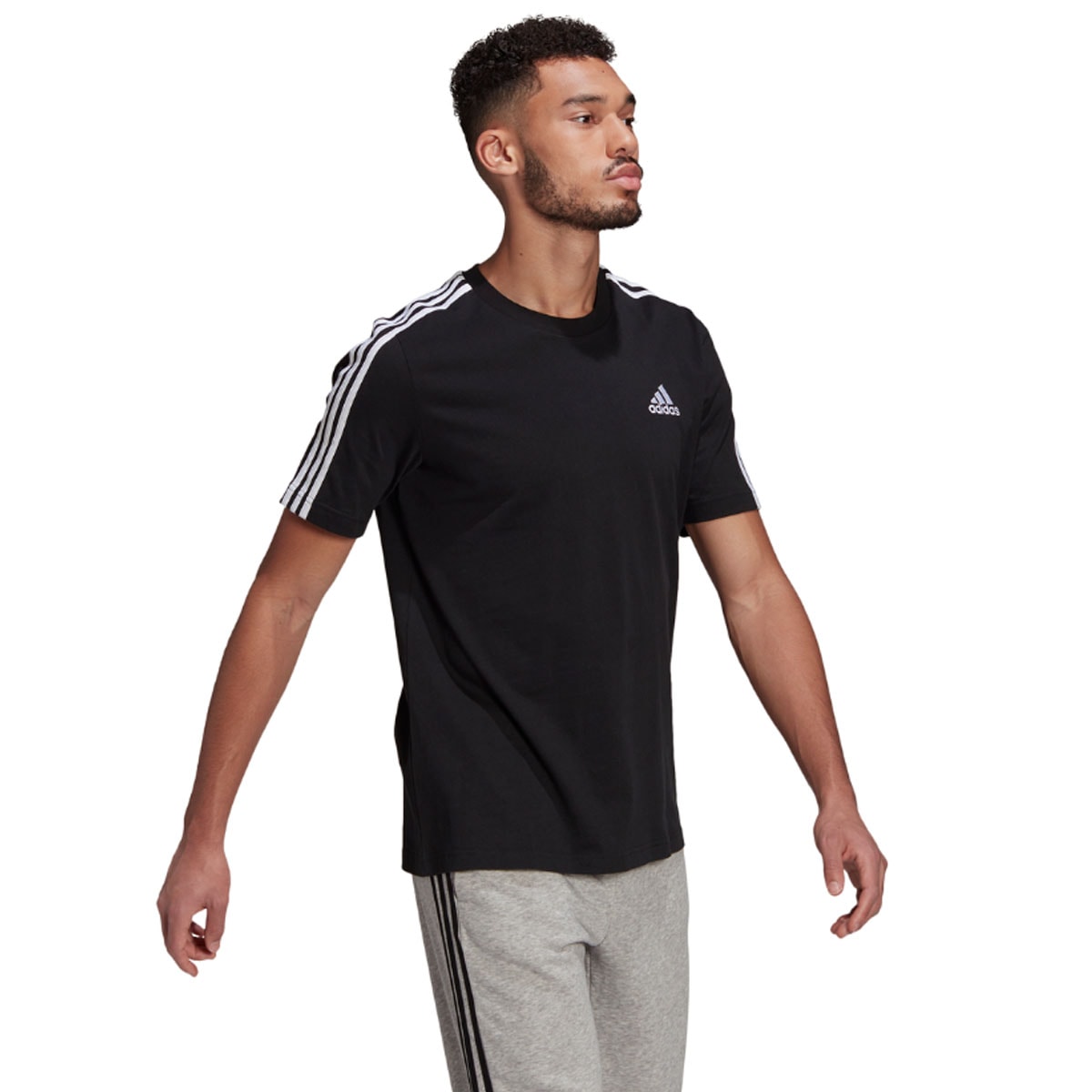 camiseta 3 stripes adidas preta