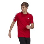 Camiseta Adidas Essentials 3 Stripes Masculina - Vermelho