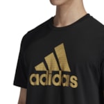 Camiseta Adidas Estampada Athletics Masculina - Preto e Dourado