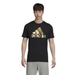 Camiseta Adidas Estampada Athletics Masculina - Preto e Dourado