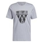 Camiseta Adidas Estampada Basquete Three Stripe Life Masculina - Cinza