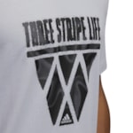 Camiseta Adidas Estampada Basquete Three Stripe Life Masculina - Cinza