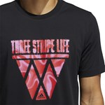 Camiseta Adidas Estampada Basquete Three Stripe Life Masculina - Preto
