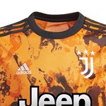 Camiseta Adidas Juventus Oficial III 2020/21 Infantil - Laranja e Preto
