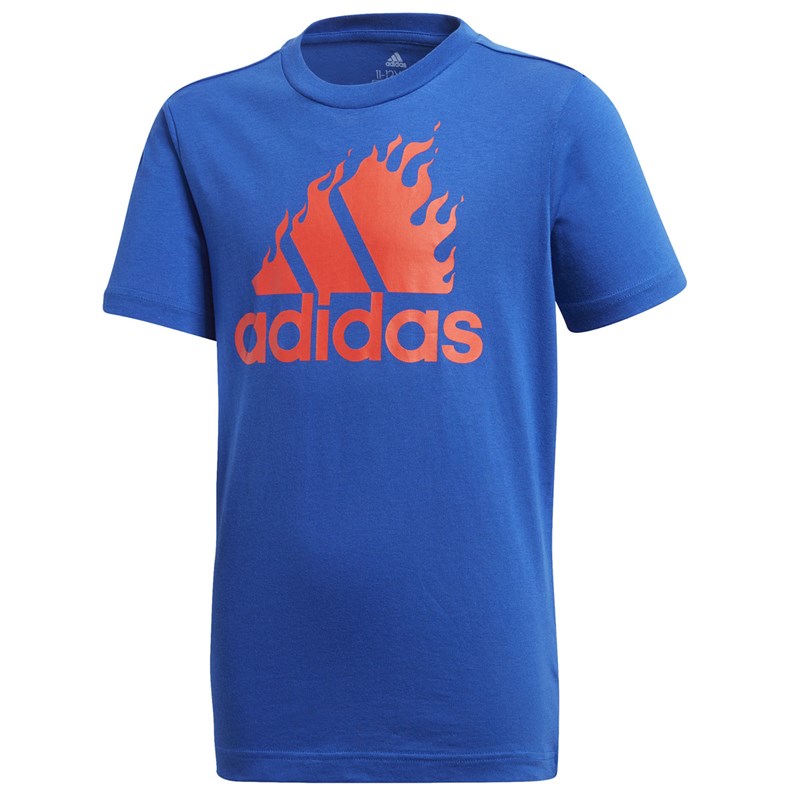 Camiseta Adidas Logo Estampada Juvenil - Azul e Vermelho