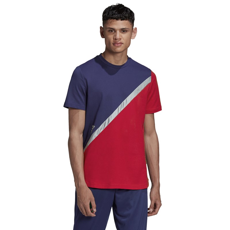 Camiseta Adidas Tan Block Masculina - Marinho e Vermelho