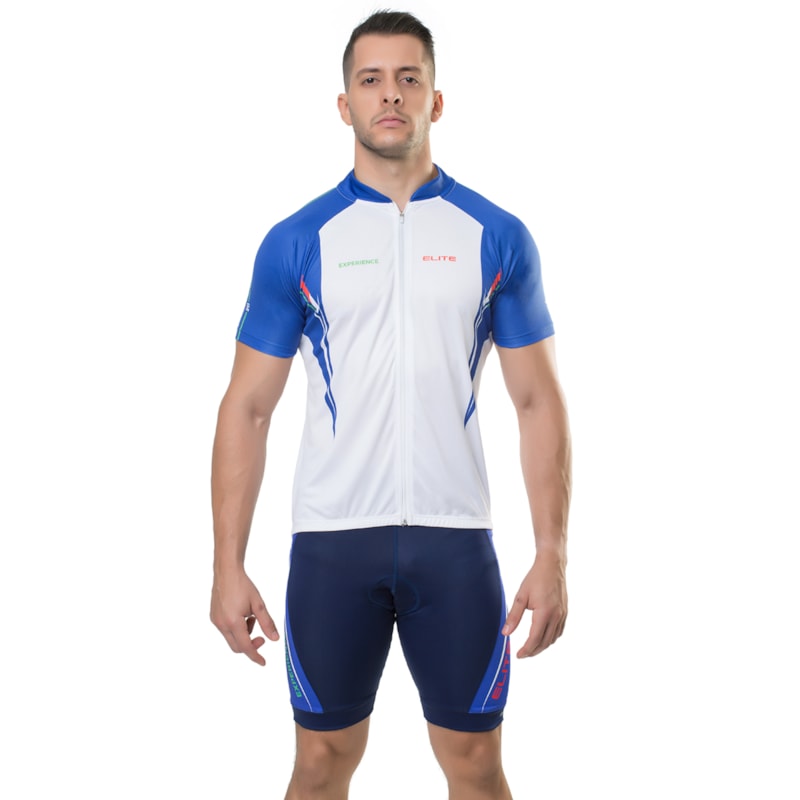 Camiseta Ciclismo Elite 135165 Plus Size Masculina - Branco e Azul Camiseta Ciclismo Elite 135165 Plus Size Masculina - Branco e Azul