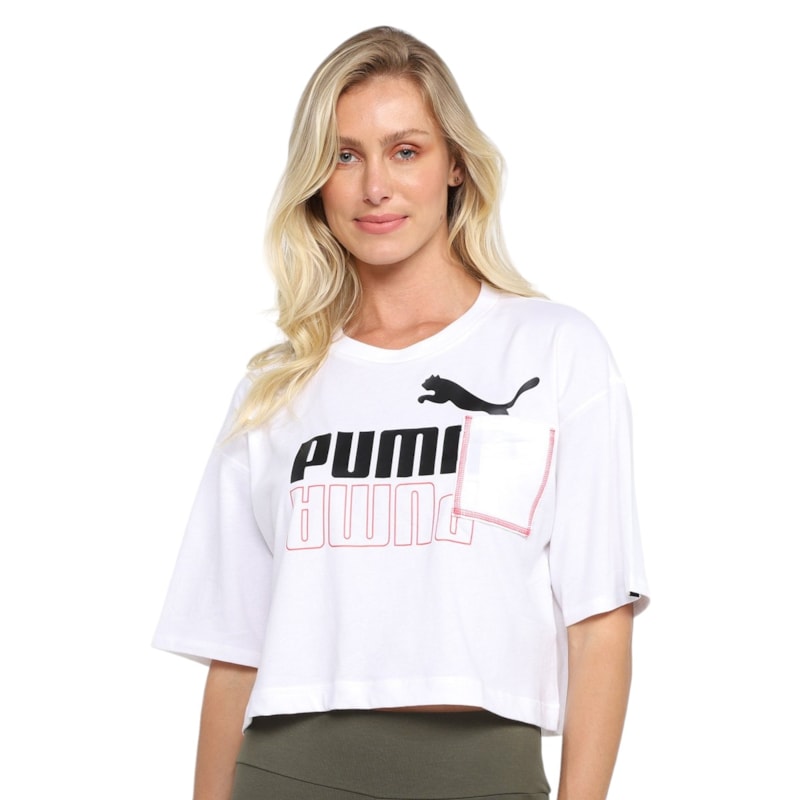 Camiseta Cropped Puma Power Boxy Pocket Feminina