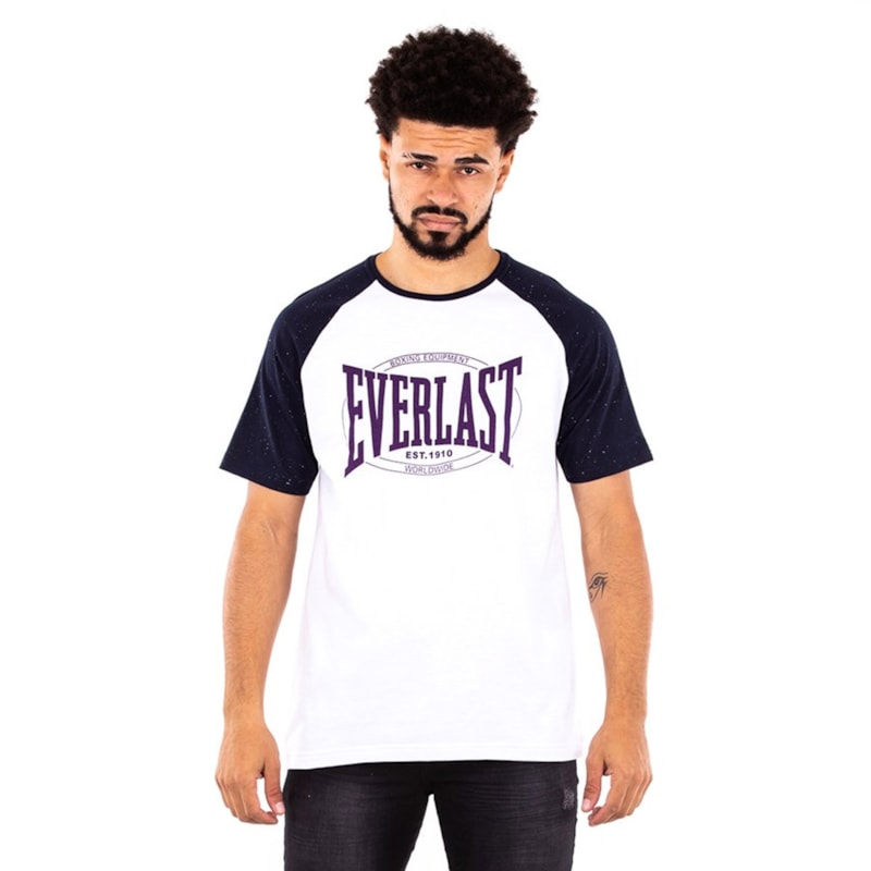 Camiseta Everlast Fundamentals Com Logo Masculina - Branco e Azul Camiseta Everlast Fundamentals Com Logo Masculina - Branco e Azul
