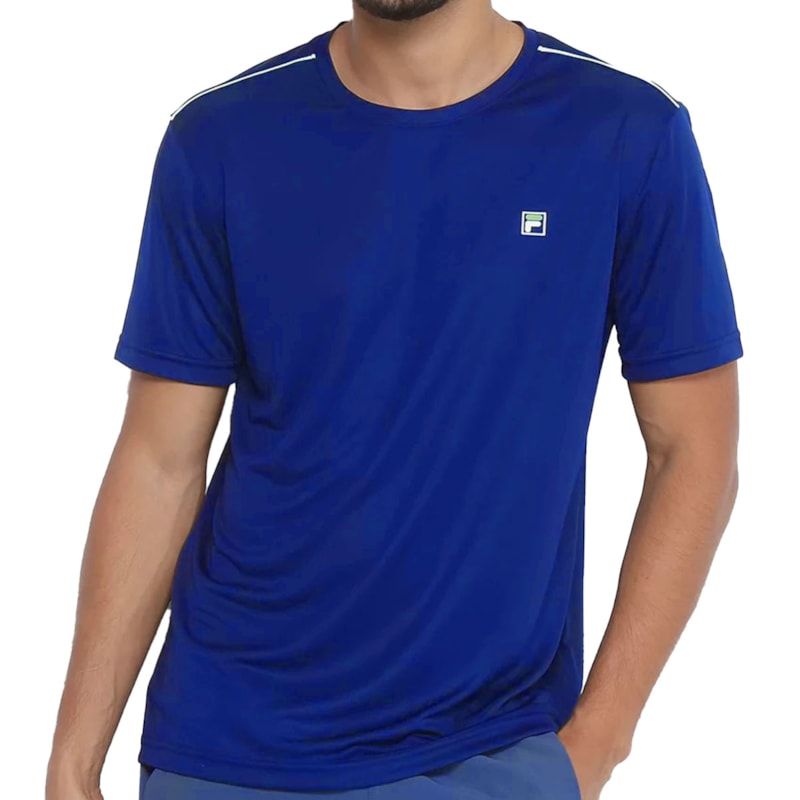Camiseta Fila Aztec Box Masculina - Azul e Branco Camiseta Fila Aztec Box Masculina - Azul e Branco