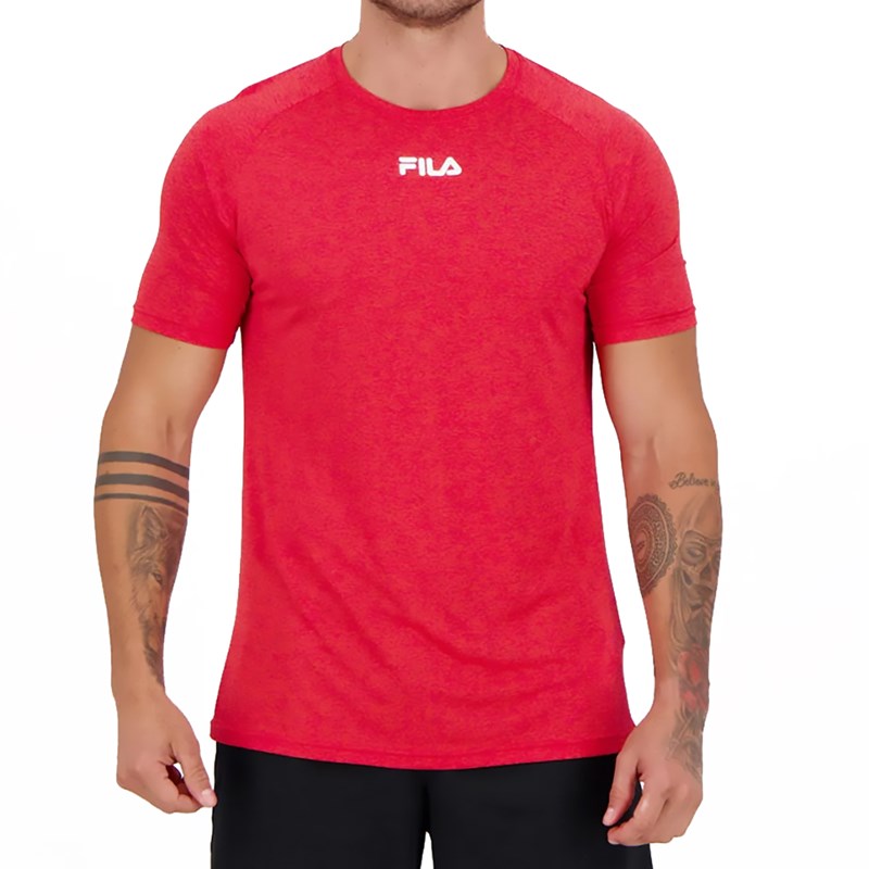 Camiseta Fila Basic Train Melange Masculina - Vermelho