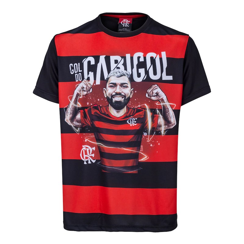 Camiseta Flamengo Braziline Gabigol Infantil - Preto e Vermelho