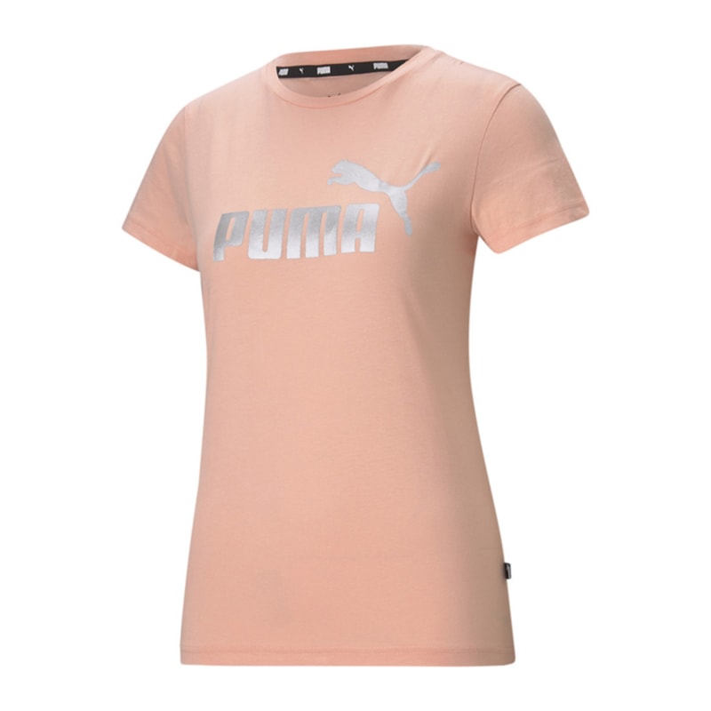 Camiseta Puma Essentials+ Metallic Logo Feminina Camiseta Puma Essentials+ Metallic Logo Feminina