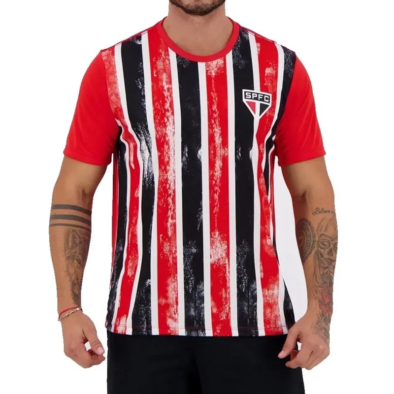 Camiseta São Paulo Braziline Fold Masculina - Vermelho e Preto
