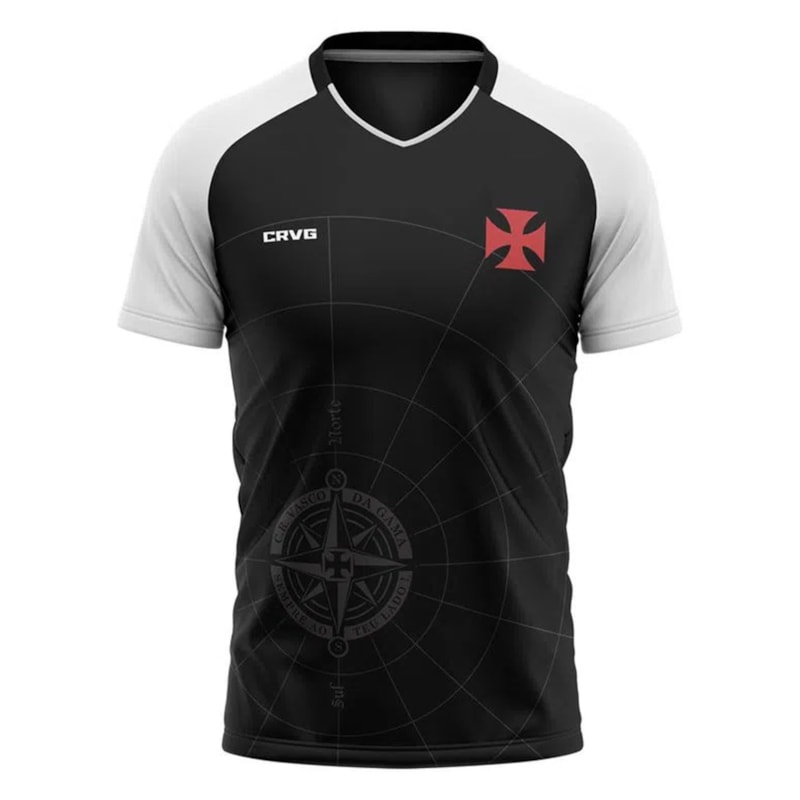 Camiseta Vasco Braziline Shield Masculina - Preto e Branco