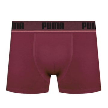 Cueca Boxer Puma Cotton Masculina - Bordô