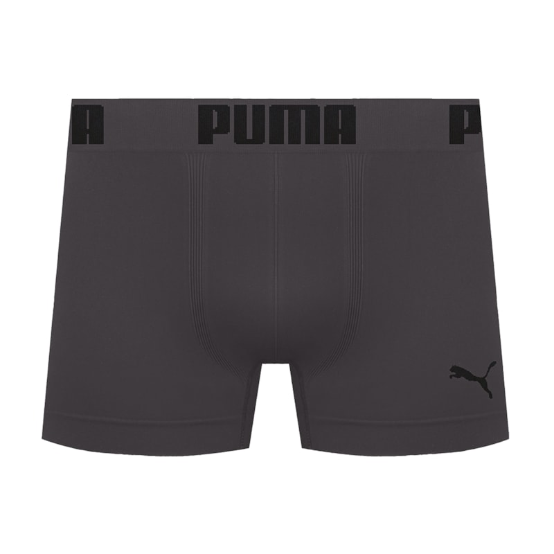 Cueca Boxer Puma Sem Costura Masculina - Chumbo e Preto Cueca Boxer Puma Sem Costura Masculina - Chumbo e Preto