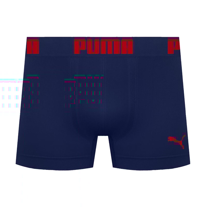 Cueca Boxer Puma Sem Costura Masculina - Marinho e Vermelho Cueca Boxer Puma Sem Costura Masculina - Marinho e Vermelho