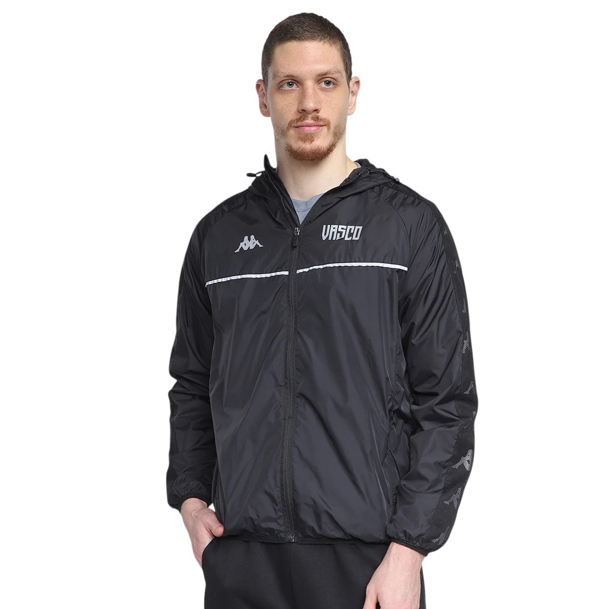 Kappa製　vasco da gama 上下 Kappa Vasco Windbreaker 2023 Gray and White Jacket - Futfanatics