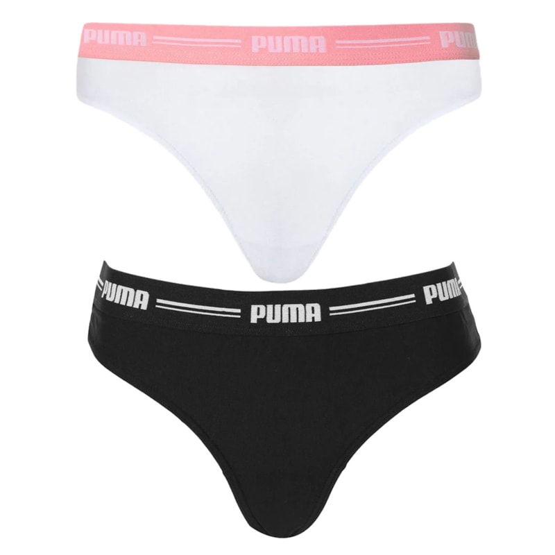 Kit 2 Calcinhas Puma Fio Dental Feminina - Preto e Branco Kit 2 Calcinhas Puma Fio Dental Feminina - Preto e Branco