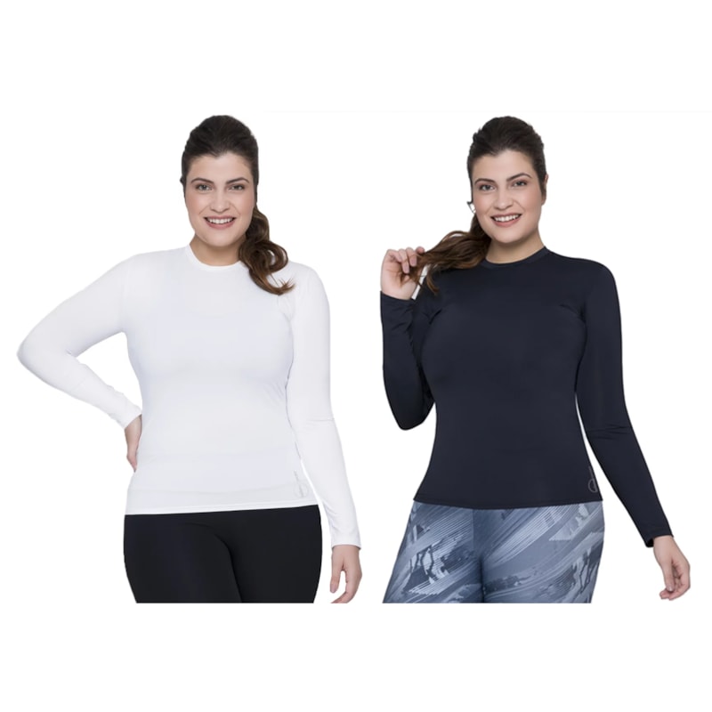 Kit 2 Camisas Térmicas Selene Proteção UV Plus Size Feminina