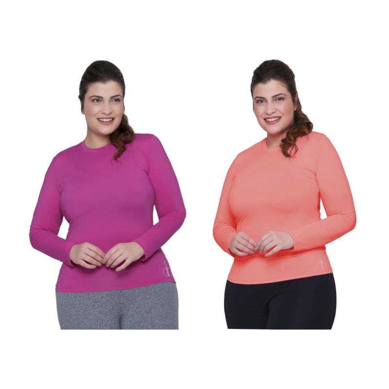 Kit 2 Camisas Térmicas Selene Proteção UV Plus Size Feminina