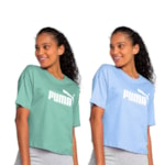 Kit 2 Camisetas Cropped Puma Essentials Logo Feminina