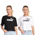 Kit 2 Camisetas Cropped Puma Essentials Logo Feminina