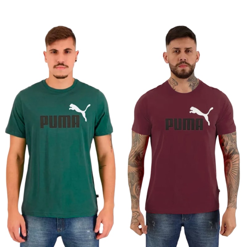 Kit 2 Camisetas Puma Essentials Colour Logo Masculina